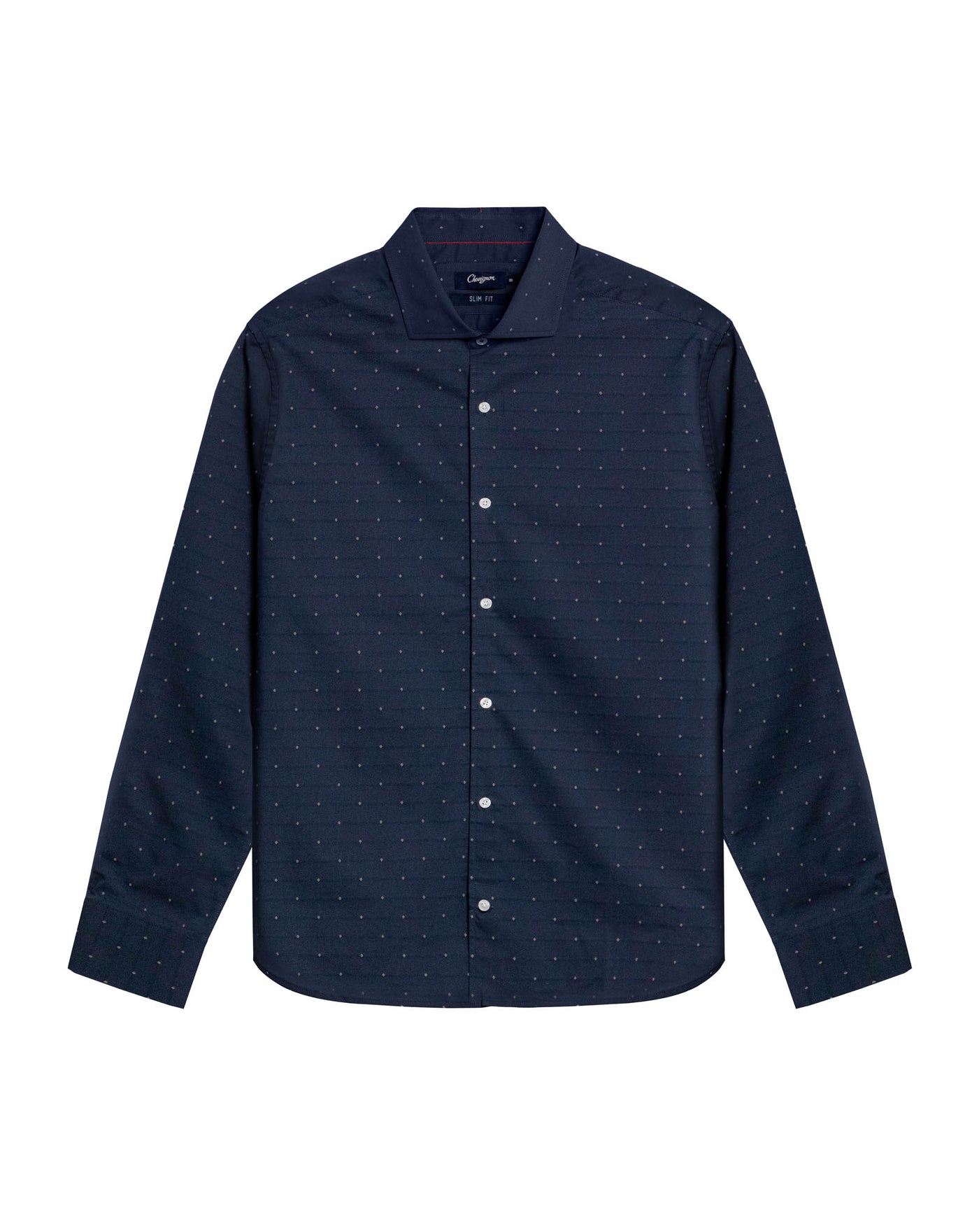 Mens Shirt Long Sleeve Slim Fit Cotton Coolmax Elastane Dobby Contrast Miniprint - Blue 63_611H030_AZU194011_3