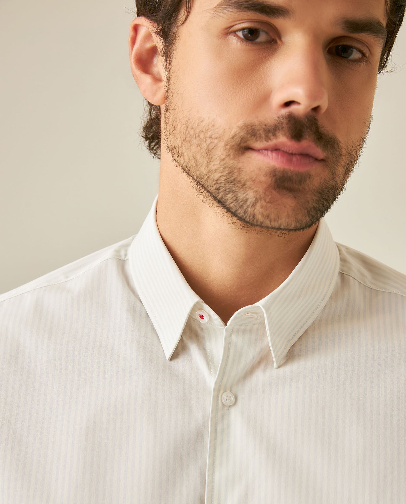 Mens Shirt Long Sleeve Classic Fit Cotton Coolmax Elastane Pre-Dyed Microtextured Stripe - Blue 63_611H032_AZU134110_5