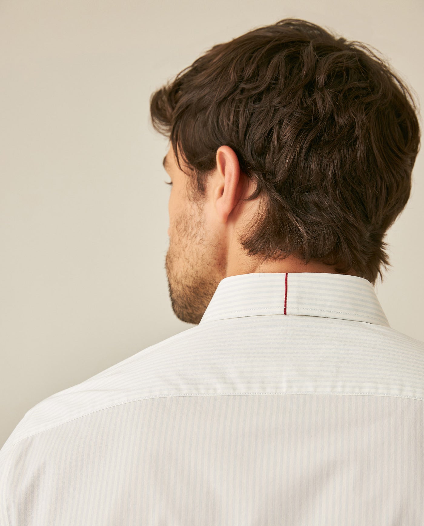 Mens Shirt Long Sleeve Classic Fit Cotton Coolmax Elastane Pre-Dyed Microtextured Stripe - Blue 63_611H032_AZU134110_7