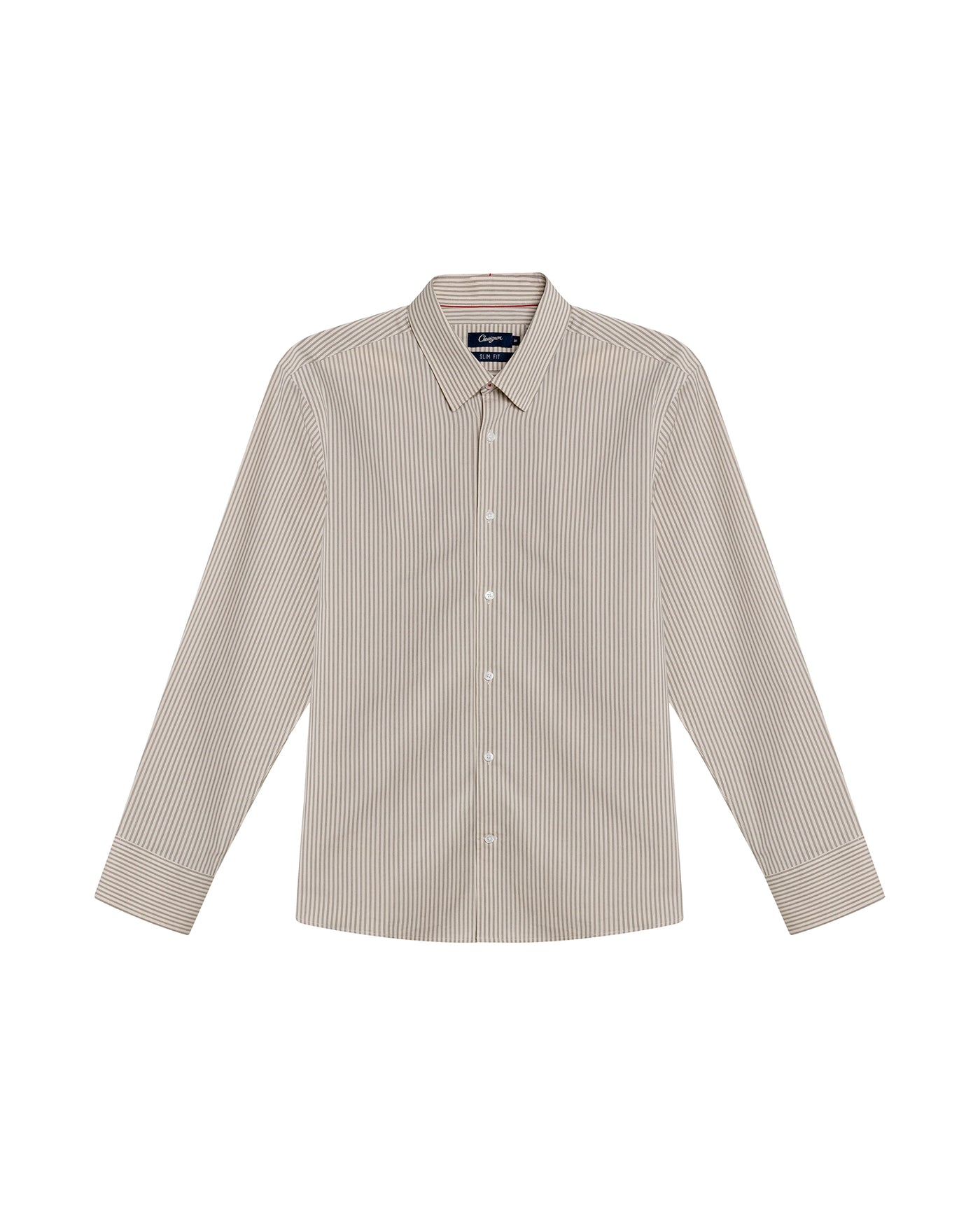 Mens Shirt Long Sleeve Classic Fit Cotton Coolmax Elastane Pre-Dyed Microtextured Stripe - Green 63_611H032_VER120109_3