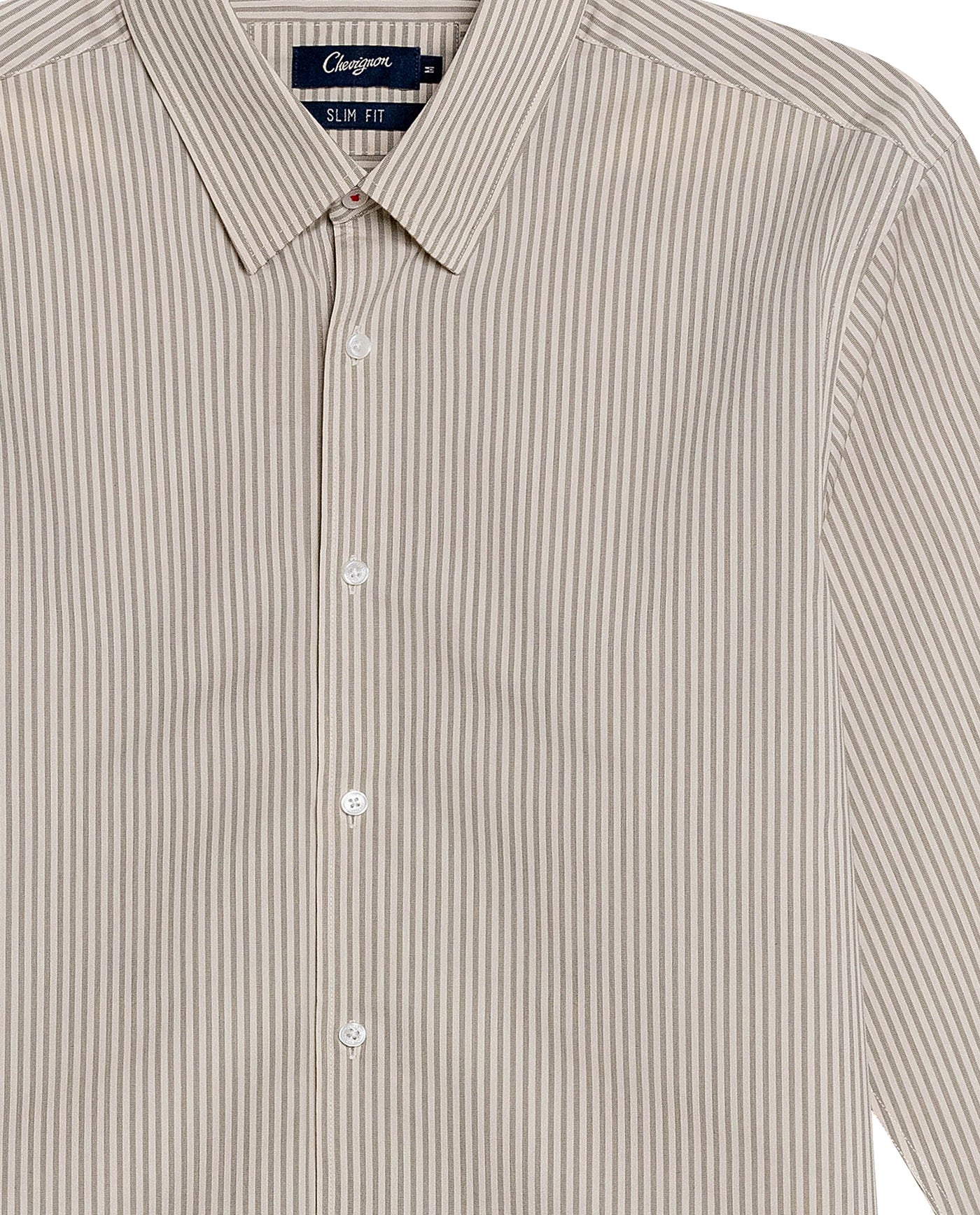 Mens Shirt Long Sleeve Classic Fit Cotton Coolmax Elastane Pre-Dyed Microtextured Stripe - Green 63_611H032_VER120109_8