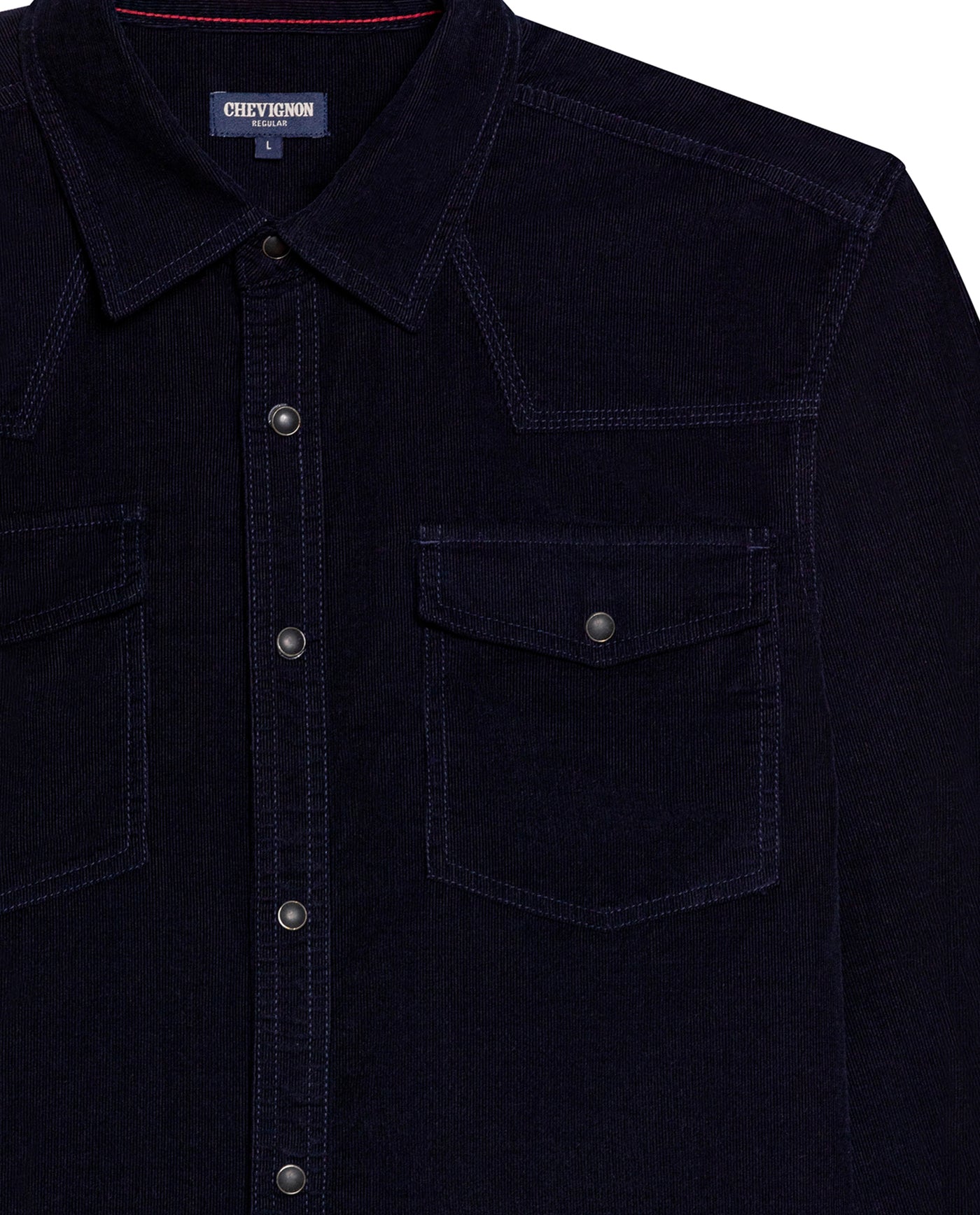 Mens Shirt Long Sleeve Regular Fit Cotton Corduroy Western Details Front Yoke Functional Pockets Snaps - Blue 63_611H036_AZU193923_8