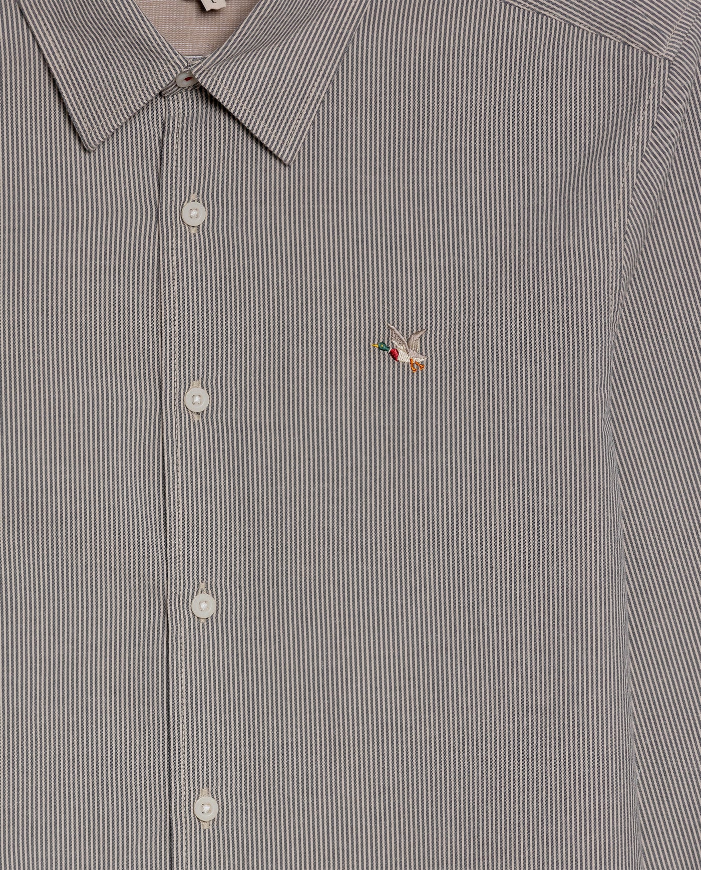 Mens Shirt Long Sleeve Slim Fit Oxford Cotton Pinstripe Pattern Contrast Side Pieces Yokes Marked Buttons - Blue 63_611H039_AZU193923_8