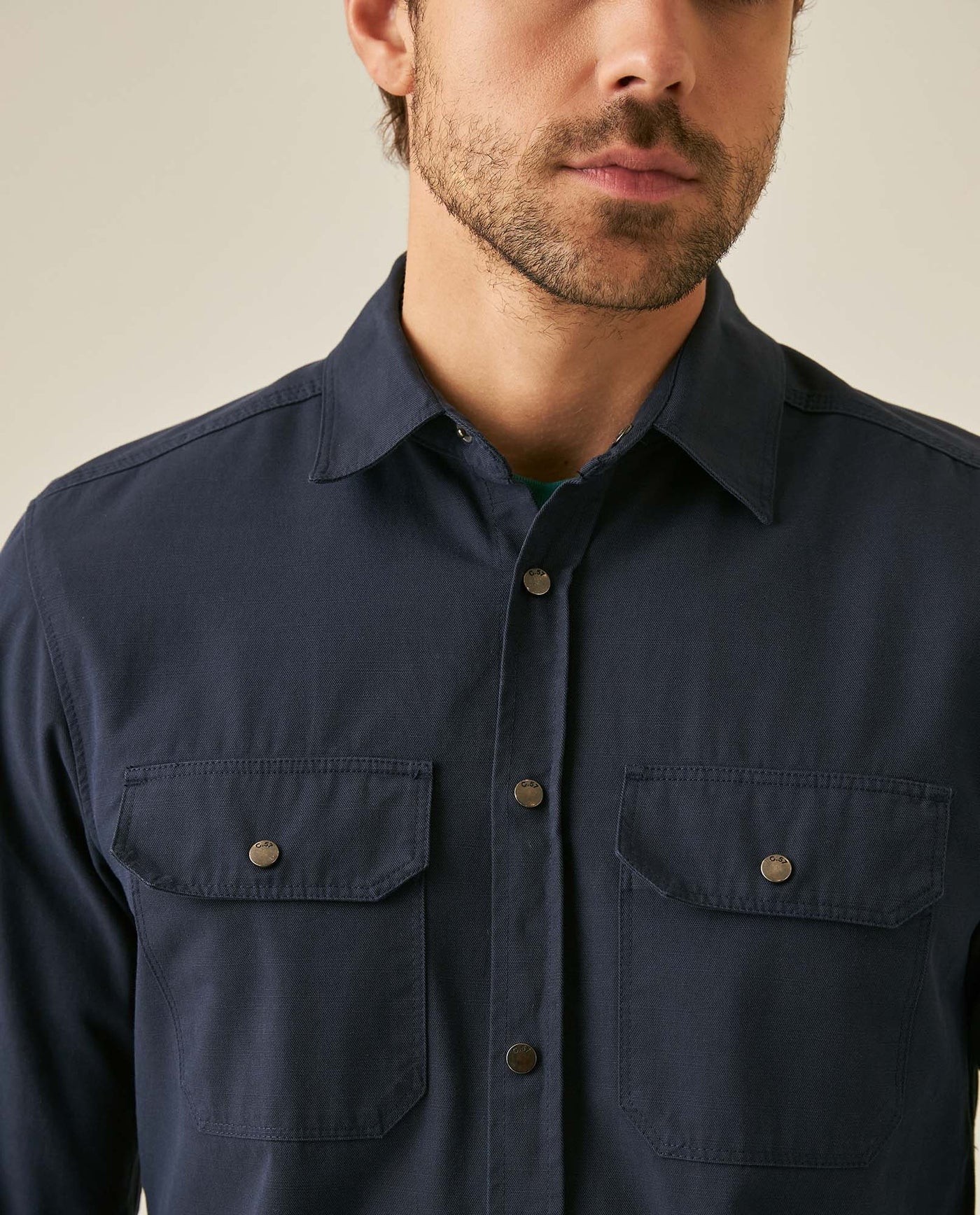 Mens Slim Fit Cotton Lyocell Cargo Shirt - Blue 63_611H041_AZU193923_5