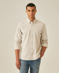 Men's Shirt Long Sleeve Slim Fit Button Down Cotton Lyocell Jeanswear Texture Utilitarian Red Side Details - Gray