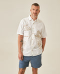 Men's Shirt Short Sleeve Classic Fit Embroidered Localized Palm Trees - Raw