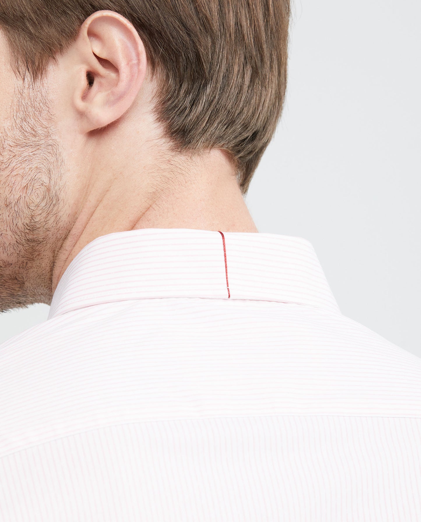 Men's Premium Shirt, Slim Fit Long Sleeve - Coolmax Pinstripes + Wrinkle Free - Pink - 5