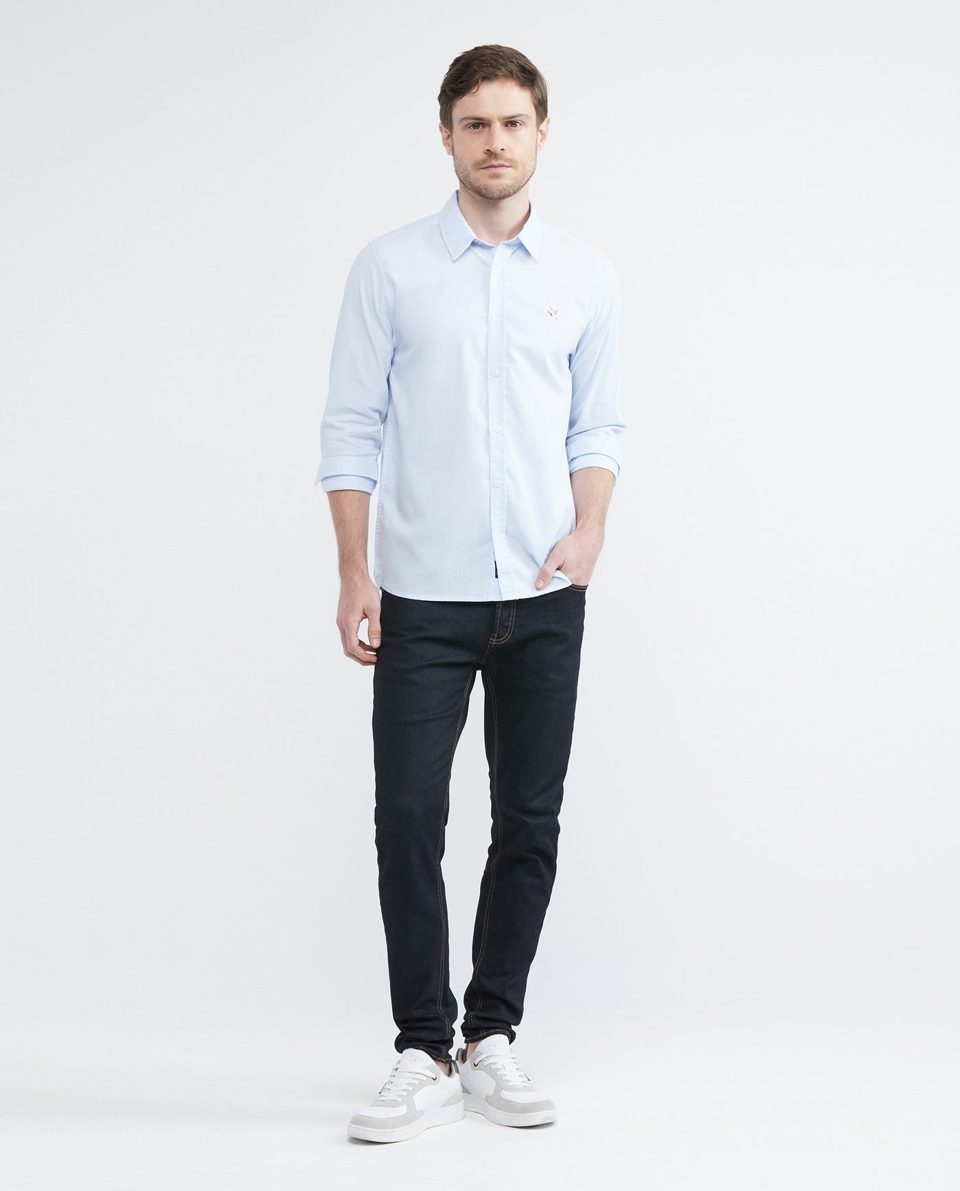 Men's Long Sleeve Slim Fit Shirt Duck Embroidery in Cotton 612E027 - 2