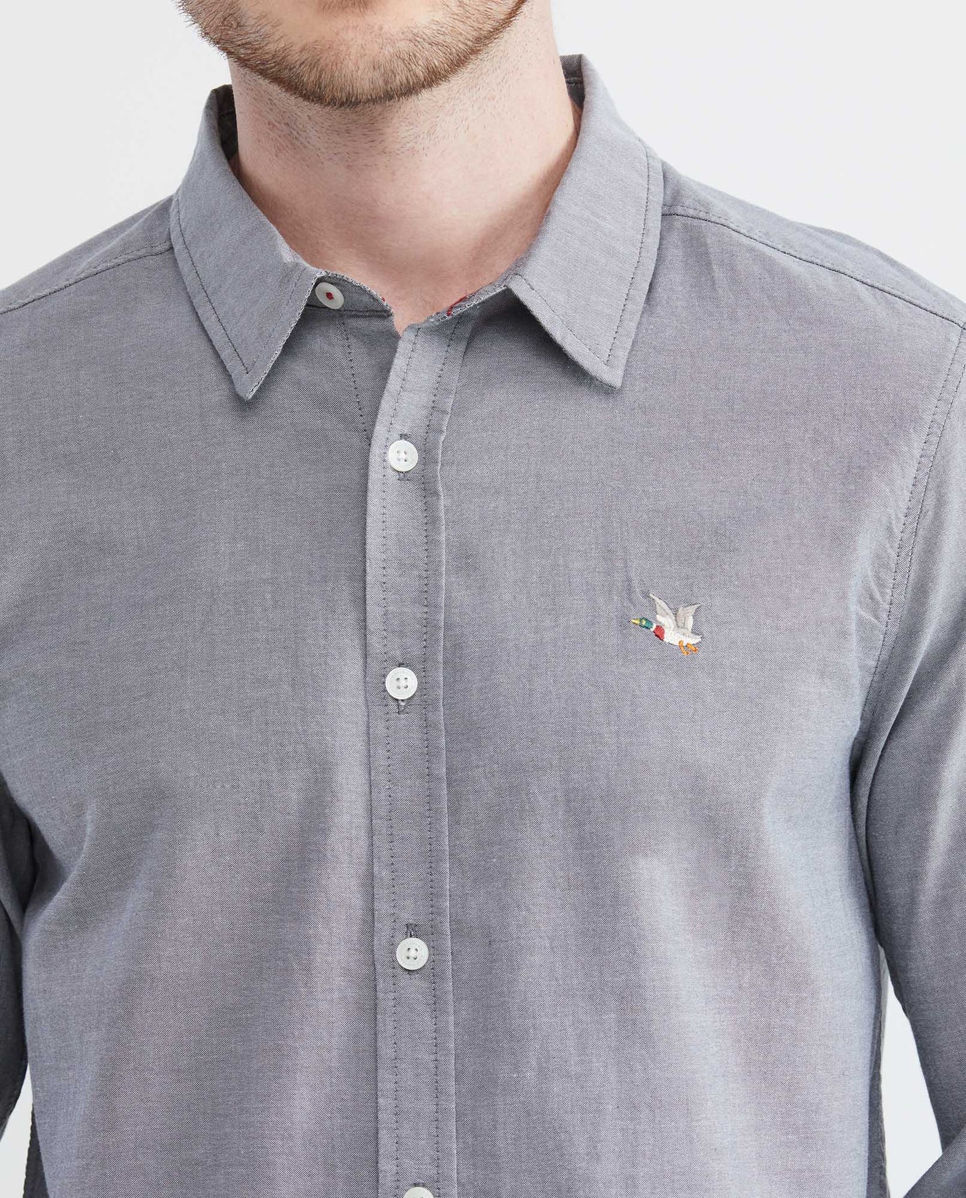 Men's Long Sleeve Slim Fit Shirt Duck Embroidery in Cotton 612E027 - 3
