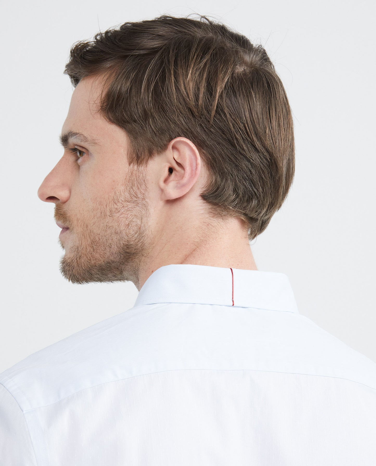 Men's Premium Shirt, Slim Fit Long Sleeve - Mini Check Dobby Effect - Blue - 5