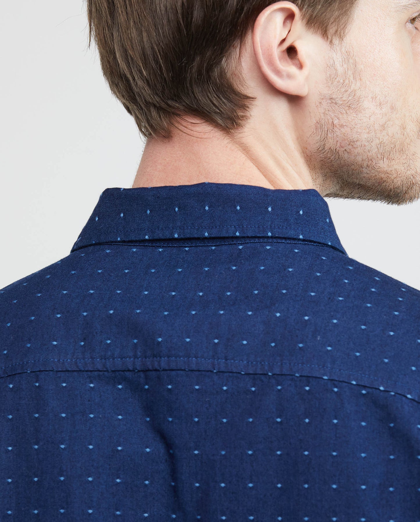 Men's Shirt, Slim Fit Long Sleeve - Dobby Dots - Blue - 5
