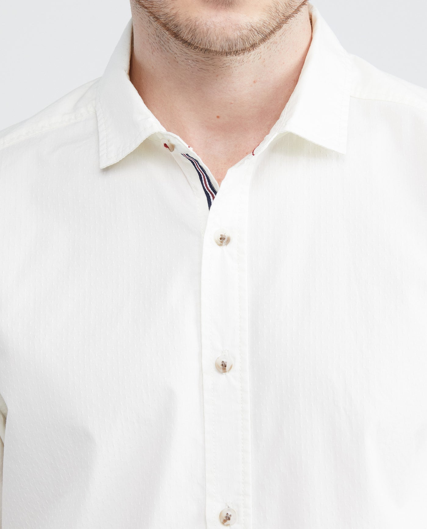 Men's Slim Fit Long Sleeve Dobby Dot Shirt Multicolor Details 612E036 - 3