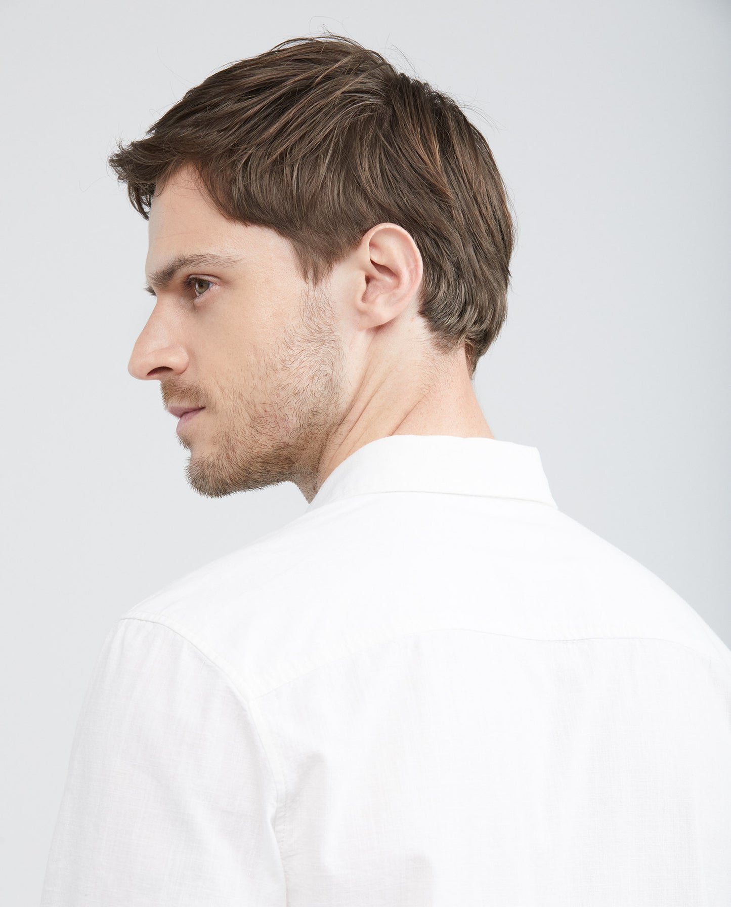 Men's Shirt, Slim Fit Long Sleeve - Internal Details - White - 5