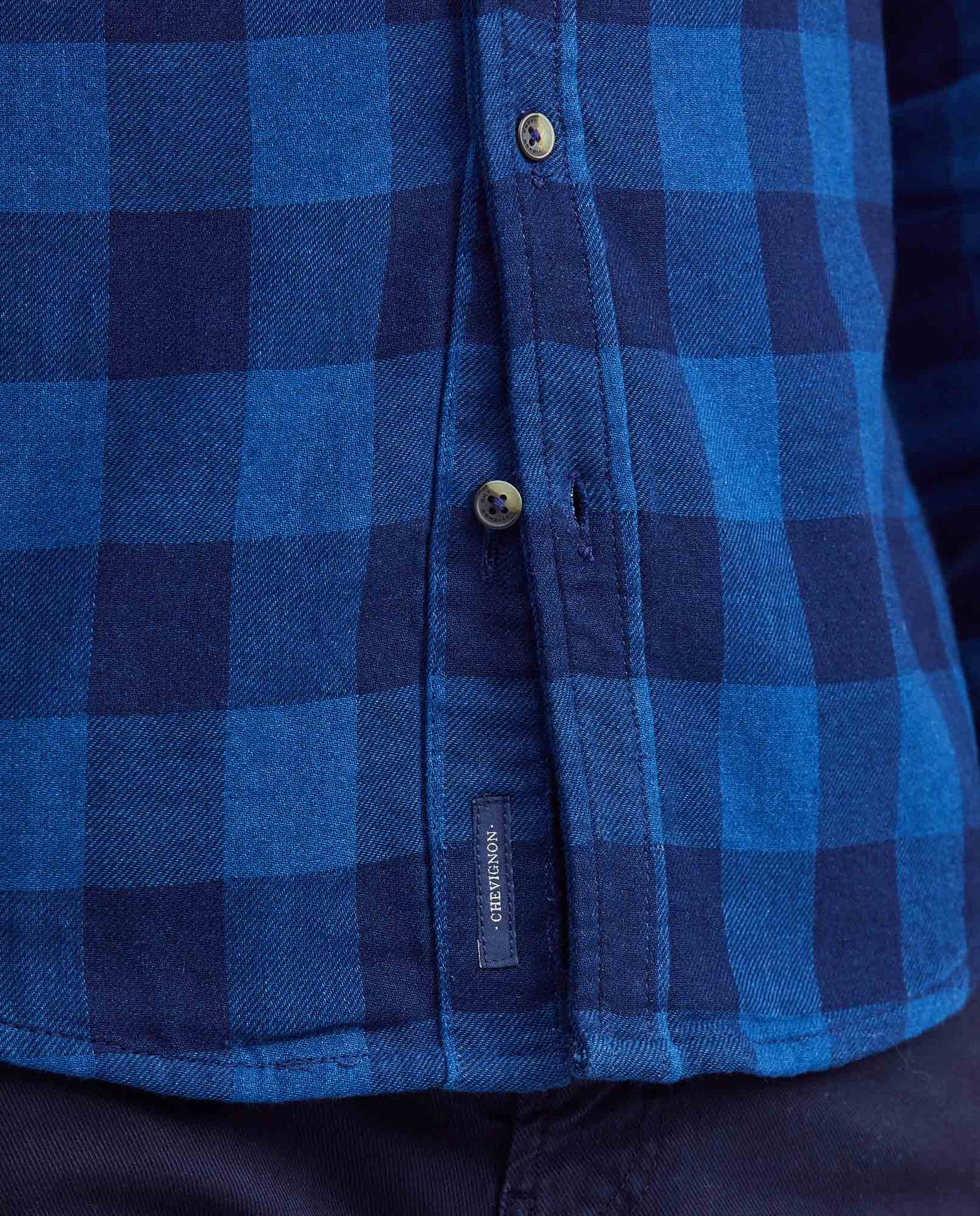 Men's Slim Fit Long Sleeve Reversible Double-Face Check Shirt in Cotton 612F004 - 5