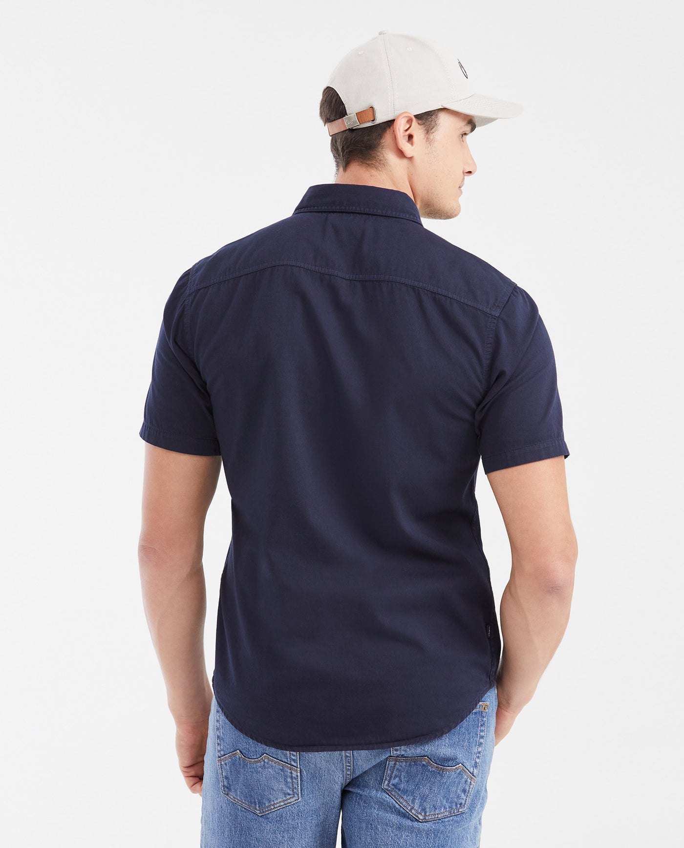Men's Slim Fit Denim-Style Cotton Twill Casual Shirt - 4