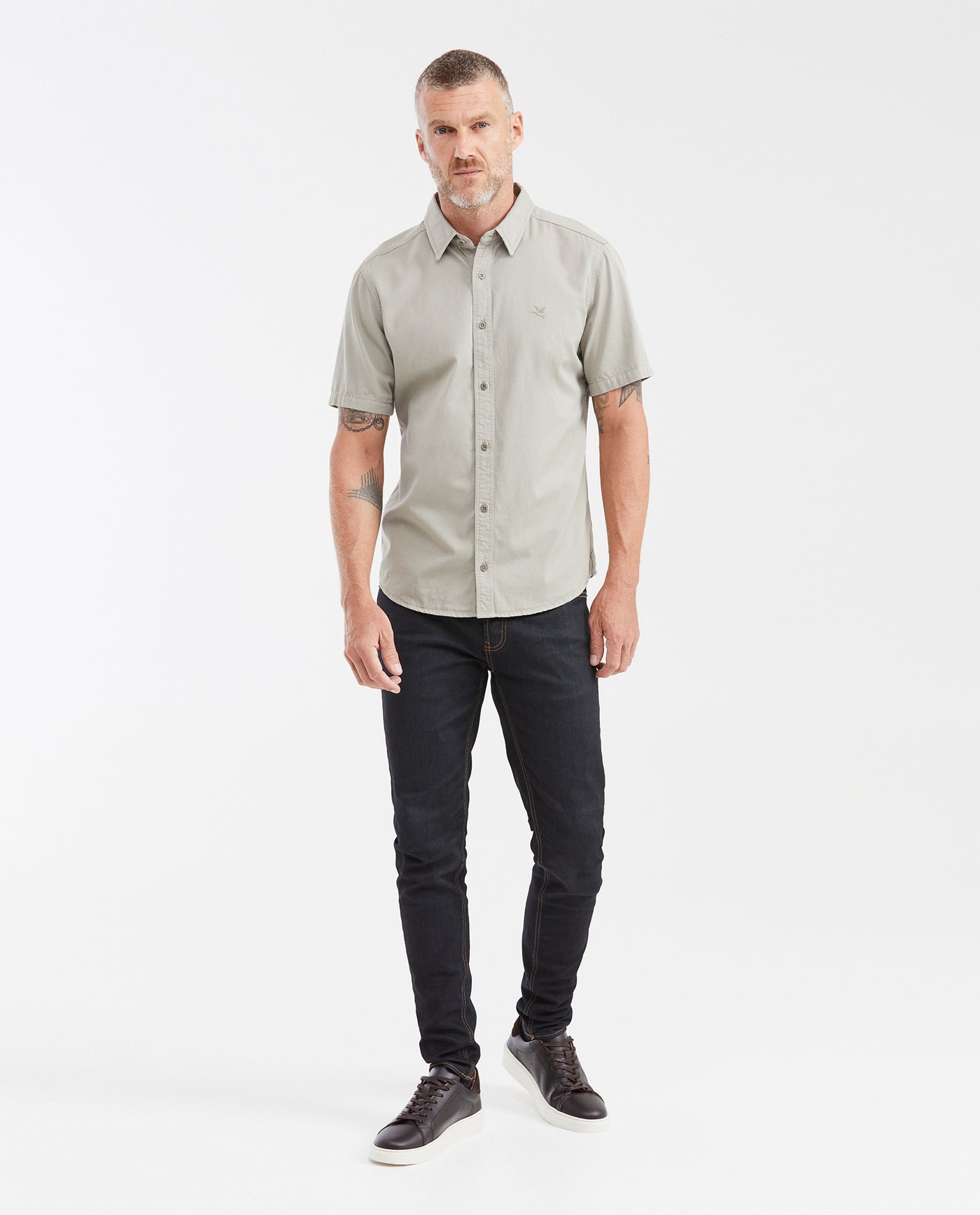 Men's Slim Fit Denim-Style Cotton Twill Casual Shirt - 2