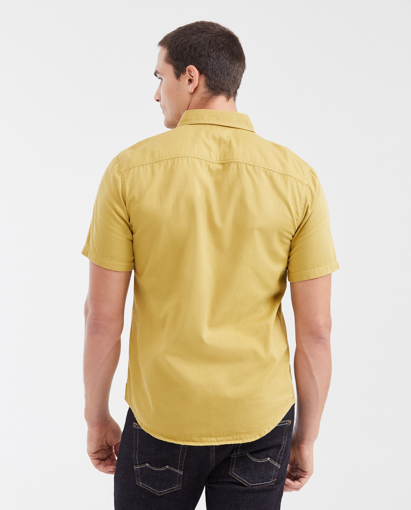Men's Slim Fit Denim-Style Cotton Twill Casual Shirt - 5