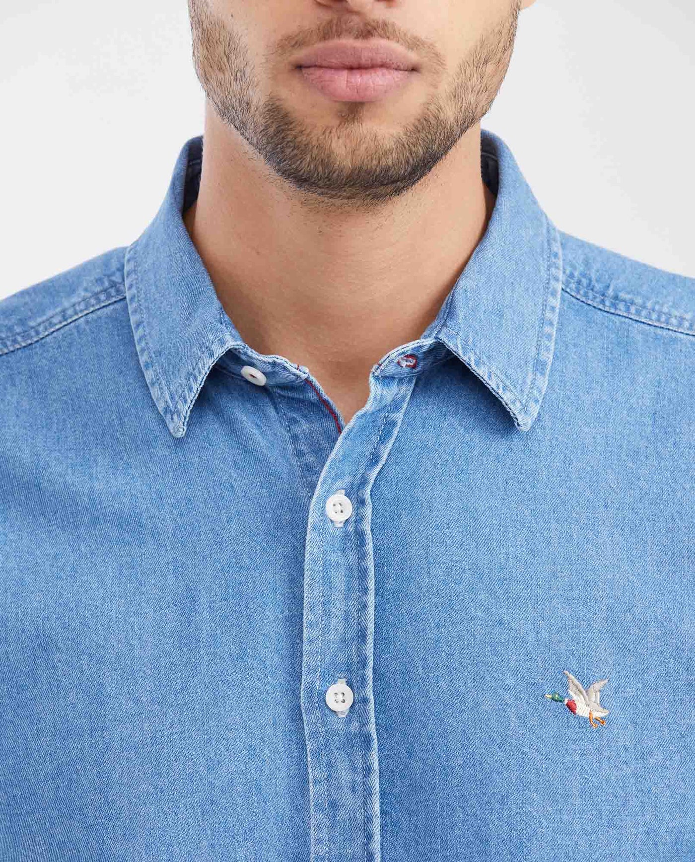 Men's Classic Fit Cotton Denim Short-Sleeve Shirt - 3