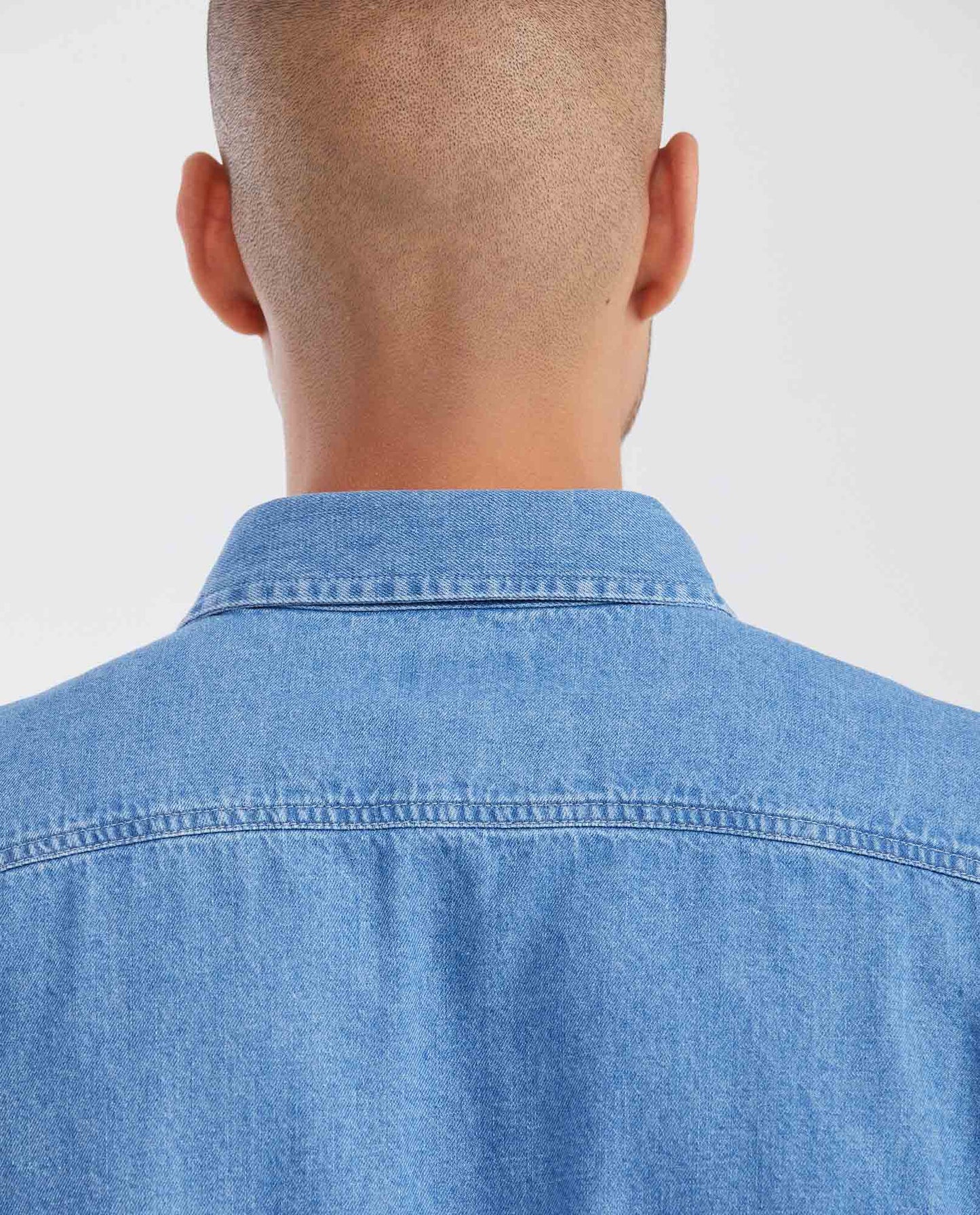 Men's Short Sleeve Classic Fit Denim Shirt - Blue - 5