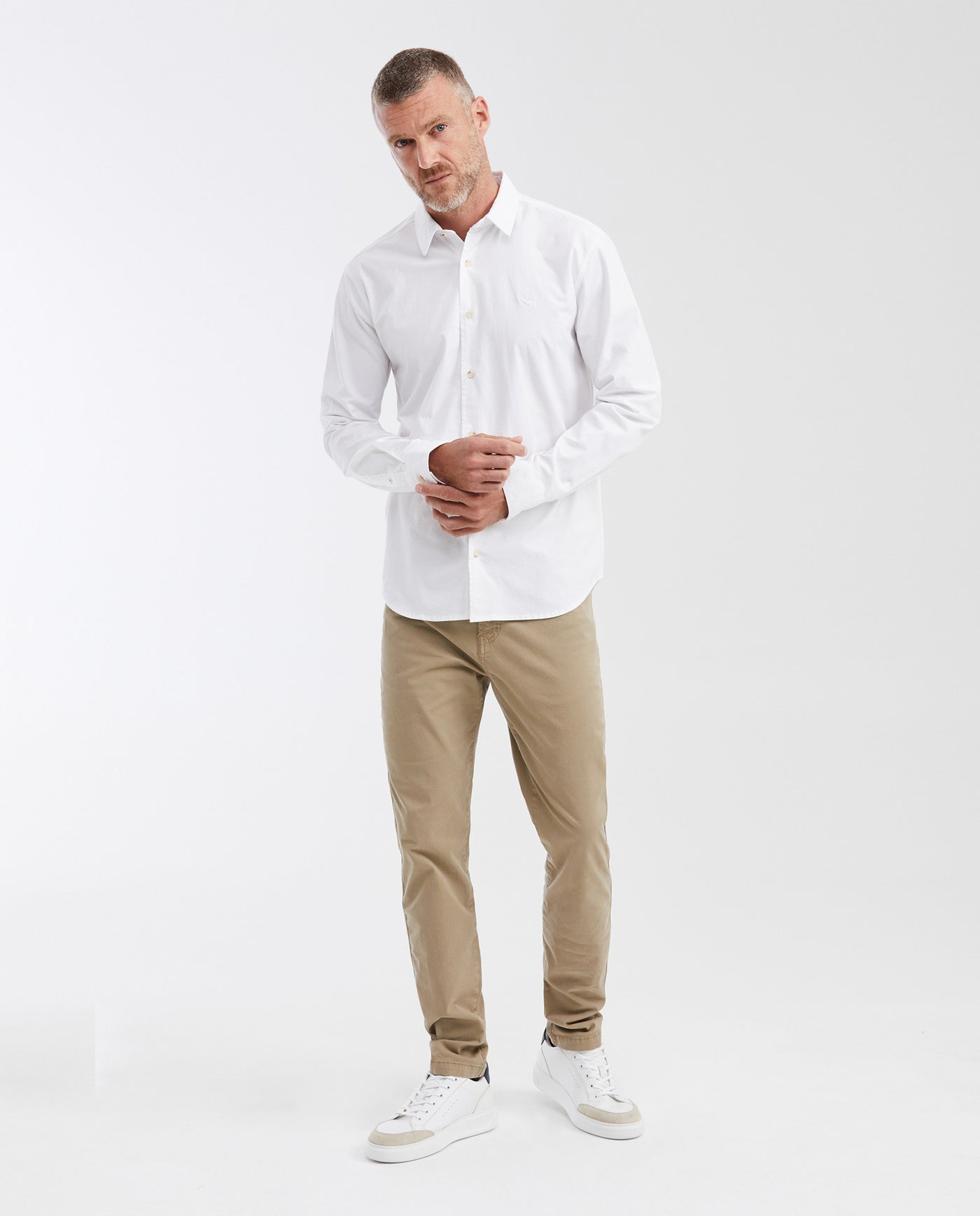 Men's Long Sleeve Classic Fit Shirt with Mini Ribbed Texture - White 612G017 - 2