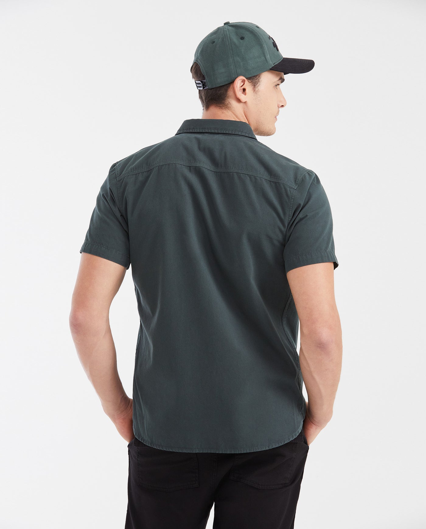 Slim Fit Short Sleeve Cargo Pocket Shirt for Men - Green 612G021 - 4