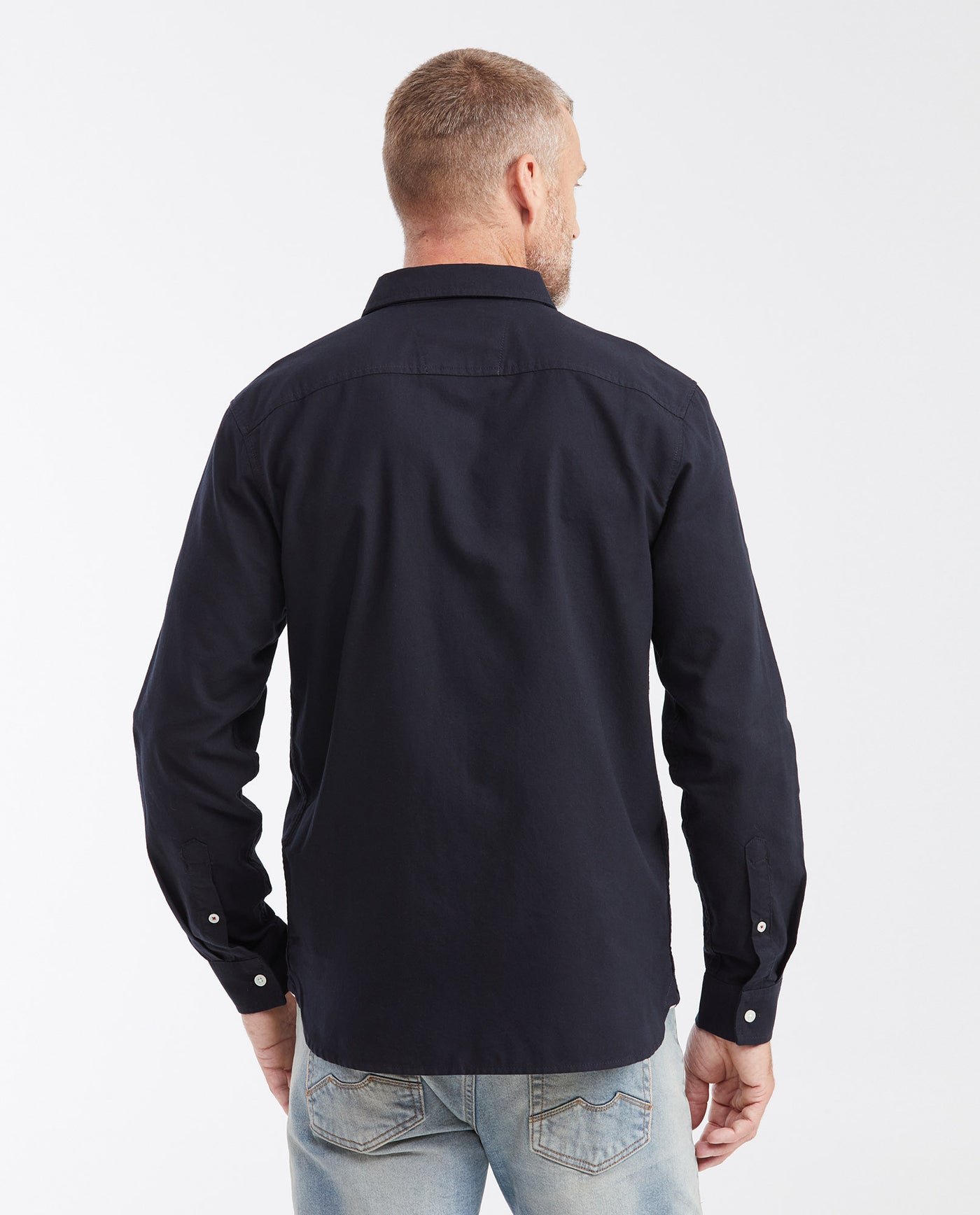Slim Fit Long Sleeve Shirt in 100% Cotton Oxford with Smart Influence for Men - Black 612G027 - 6