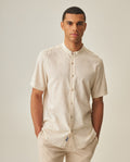 Men's Short Sleeve Linen Shirt - Yellow