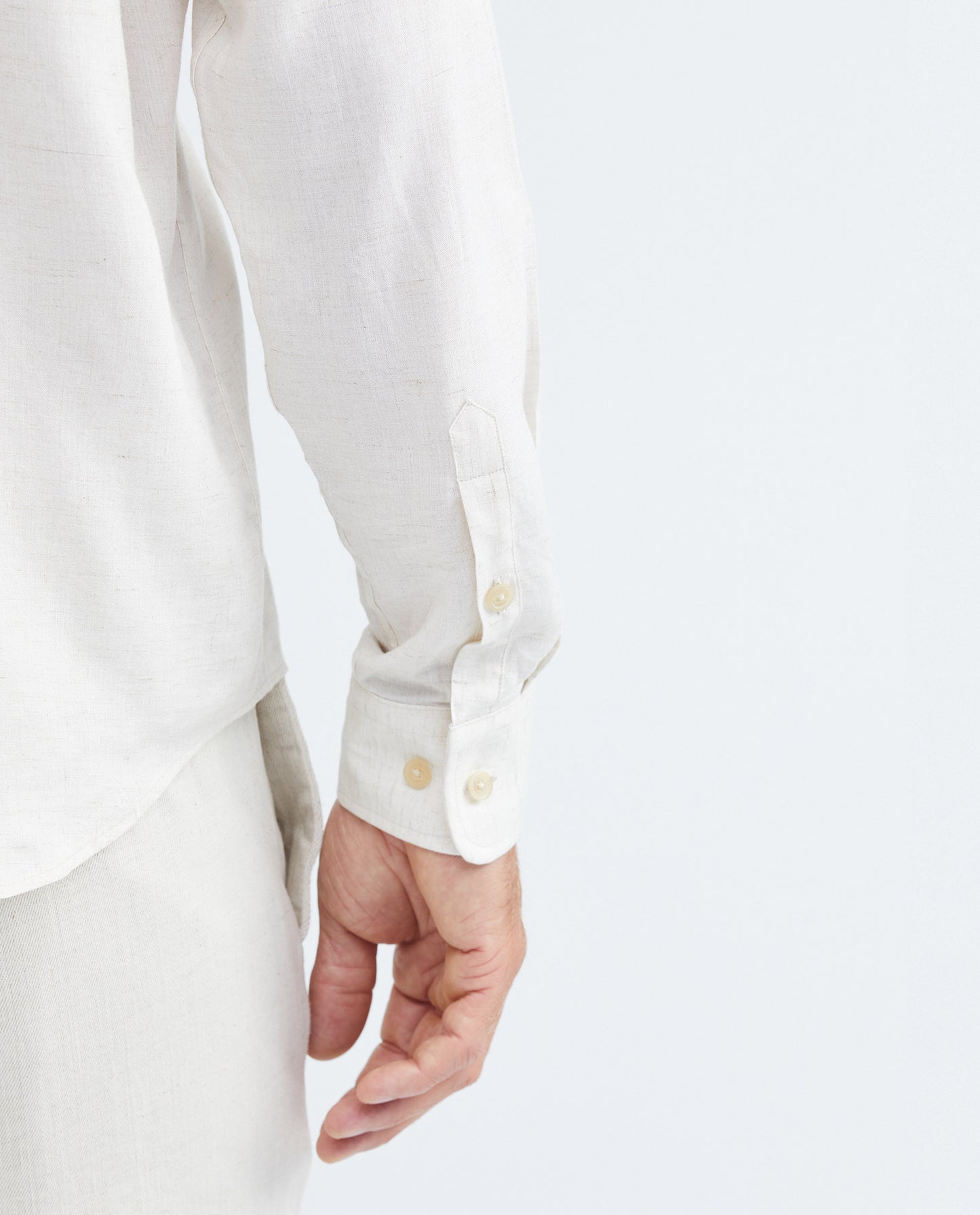 Men's Shirt in Rayon and Linen - Beige - 6