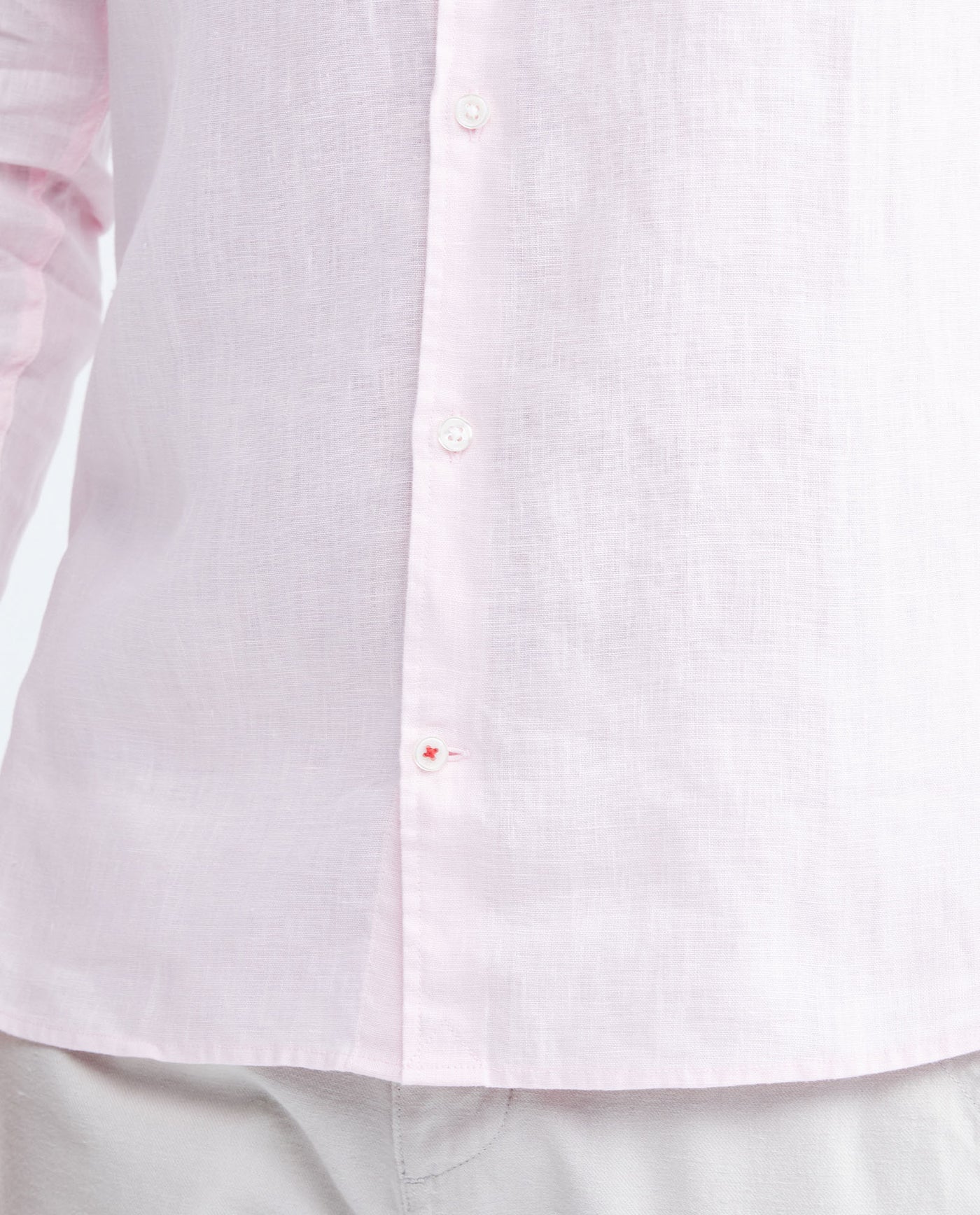 Men's Slim Fit Long Sleeve Linen Shirt Color Duck Natural Buttons - 4