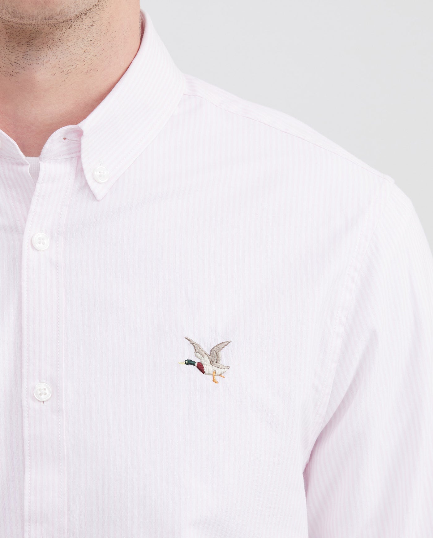 Men's Striped Oxford Shirt Spread Collar in Cotton - 3