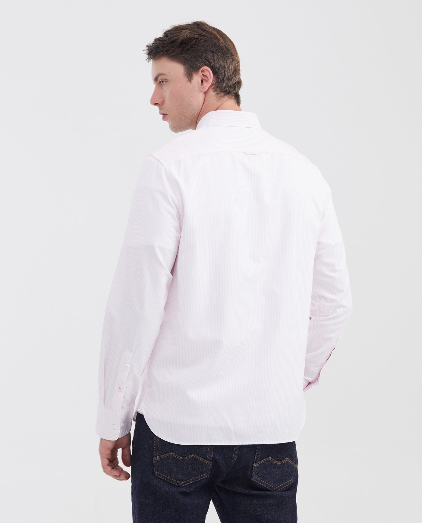 Men's Striped Oxford Shirt Spread Collar in Cotton - 6