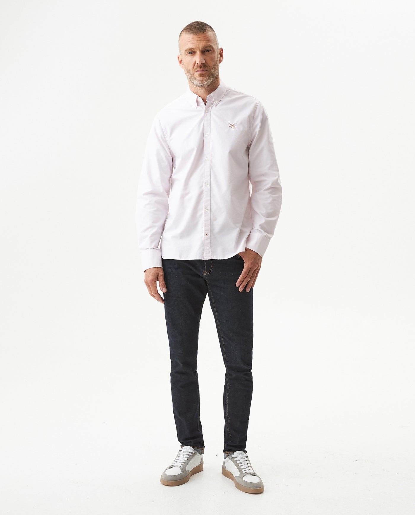 Oxford Long Sleeve Shirt for Men in Cotton - Pink 617G400 - 3