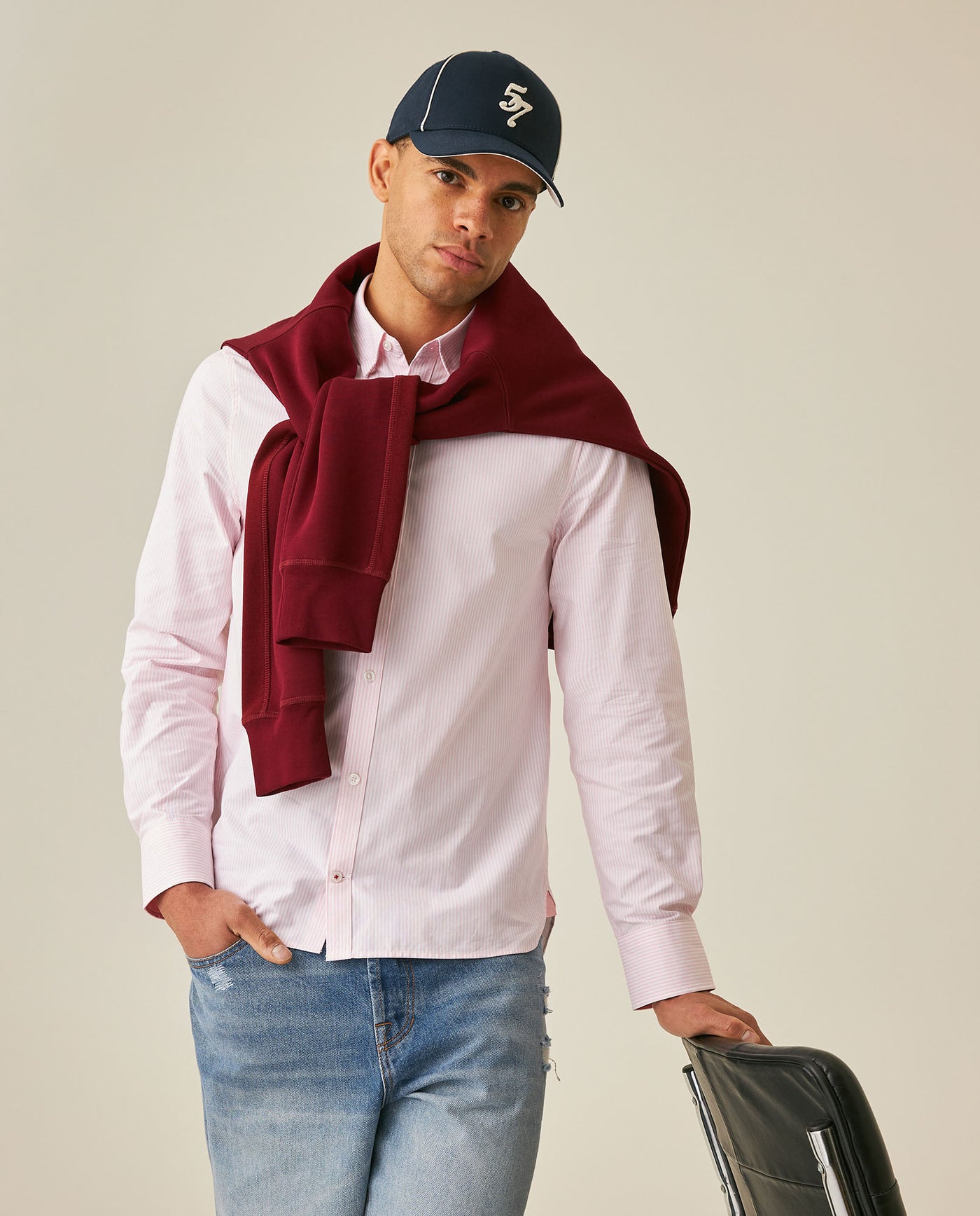 Men´s Slim Fit Striped Shirt - Pink 63_617H201_ROS161720_4