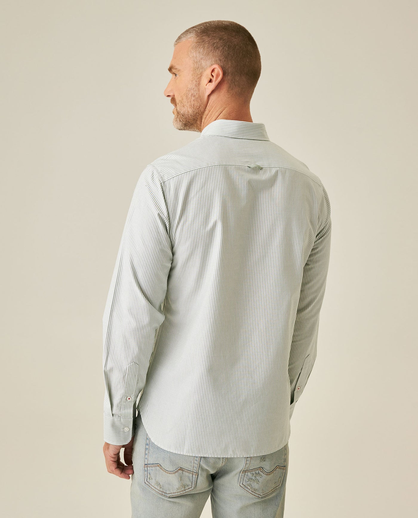 Men´s Slim Fit Striped Shirt - Green 63_617H201_VER170220_6