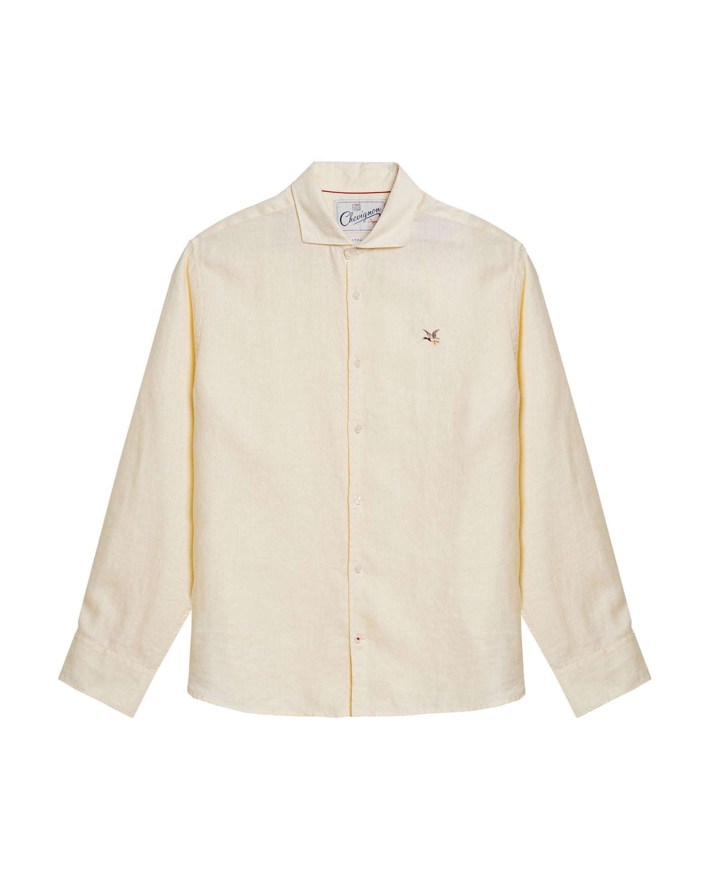 Mens Regular Fit Linen Embroidered Shirt - Yellow 63_617H204_AMA120710_3