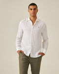 Men's Regular Embroidered Linen Shirt - White