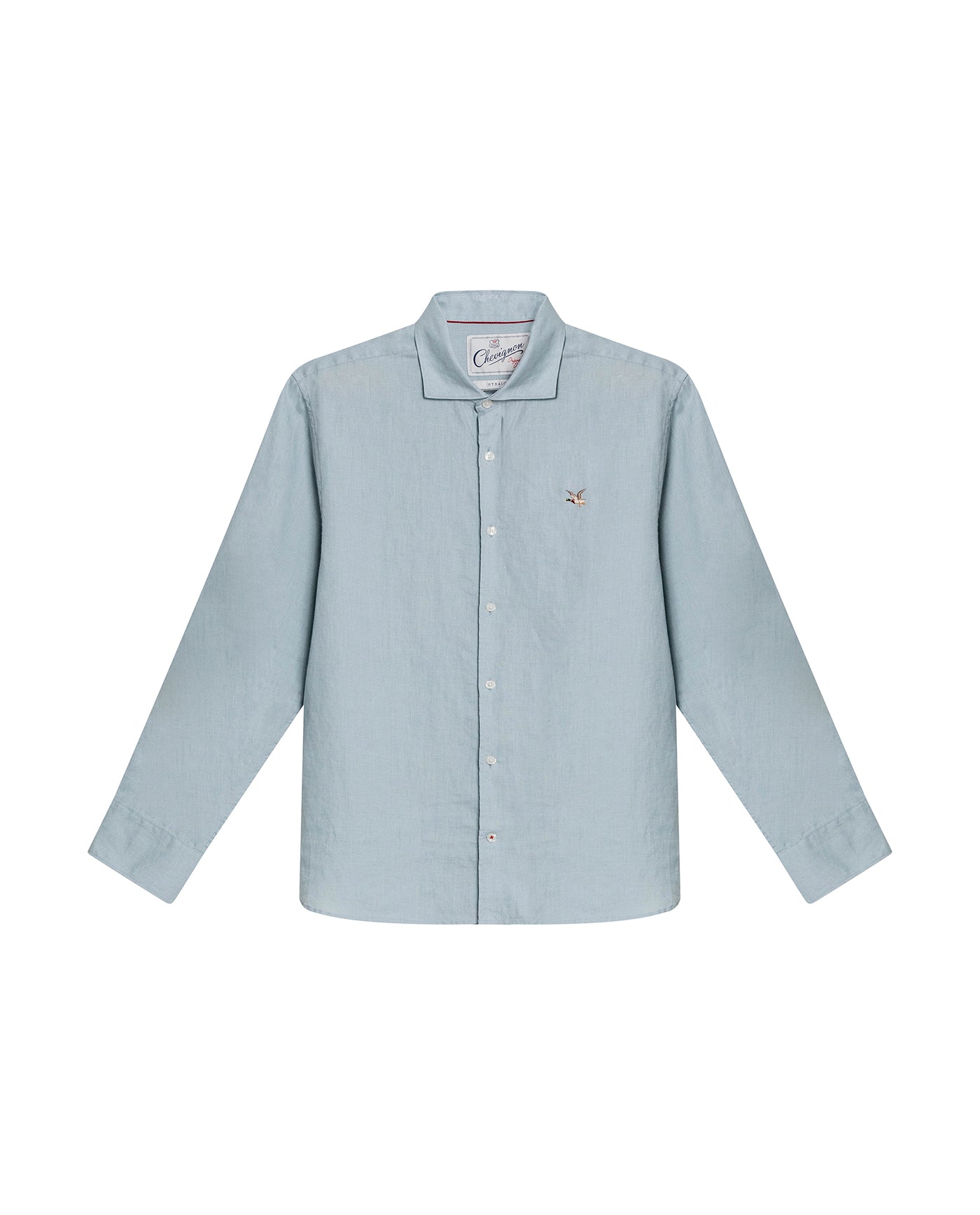 Mens Regular Fit Linen Embroidered Shirt - Gray 63_617H204_GRI144105_3