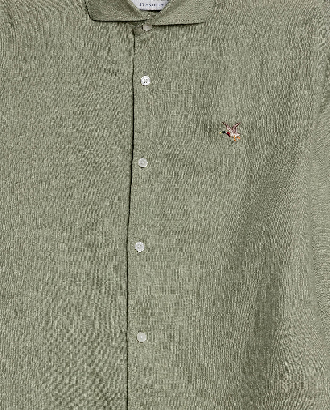 Mens Regular Fit Linen Embroidered Shirt - Green 63_617H204_VER140232_8