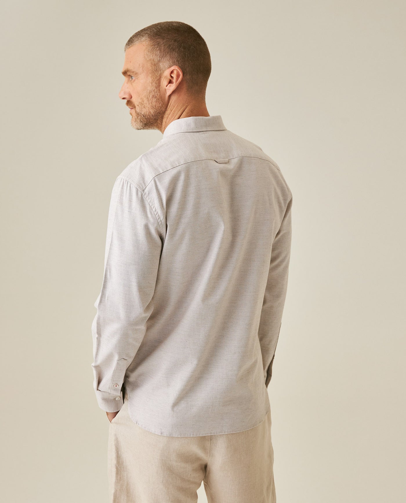 Mens Slim Fit Cotton Twill Shirt - Gray 63_617H205_GRI180516_6