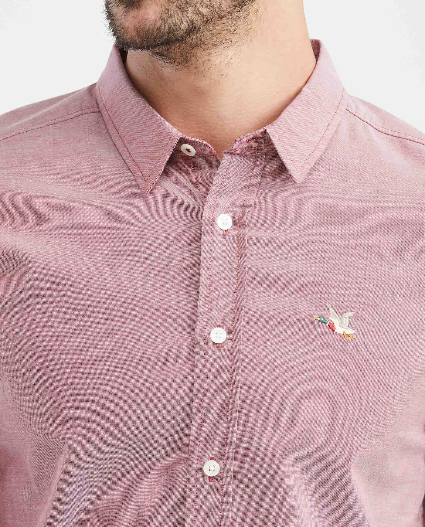 Men's Slim Fit Long Sleeve Duck Embroidery Shirt in Cotton 619E027 - 3