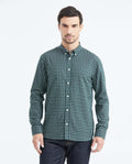 Slim Fit Long Sleeve Plaid Shirt for Men - Green