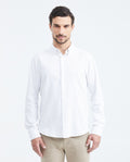Men's Slim Fit Long Sleeve Dobby Shirt Red Internal Collar in Cotton