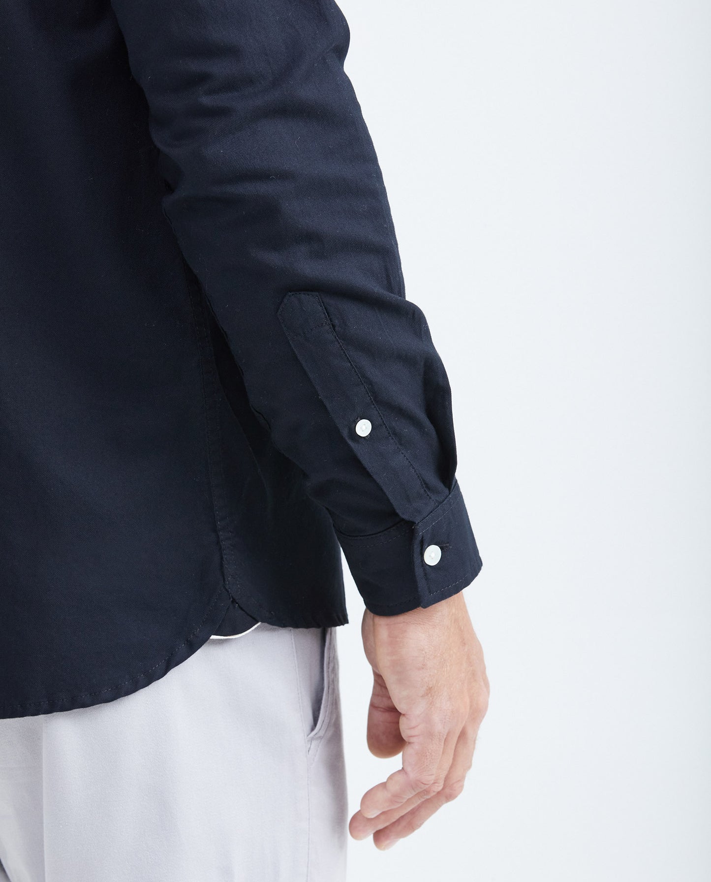 Men's Slim Fit Long Sleeve Oxford Cotton Shirt - Black - 5