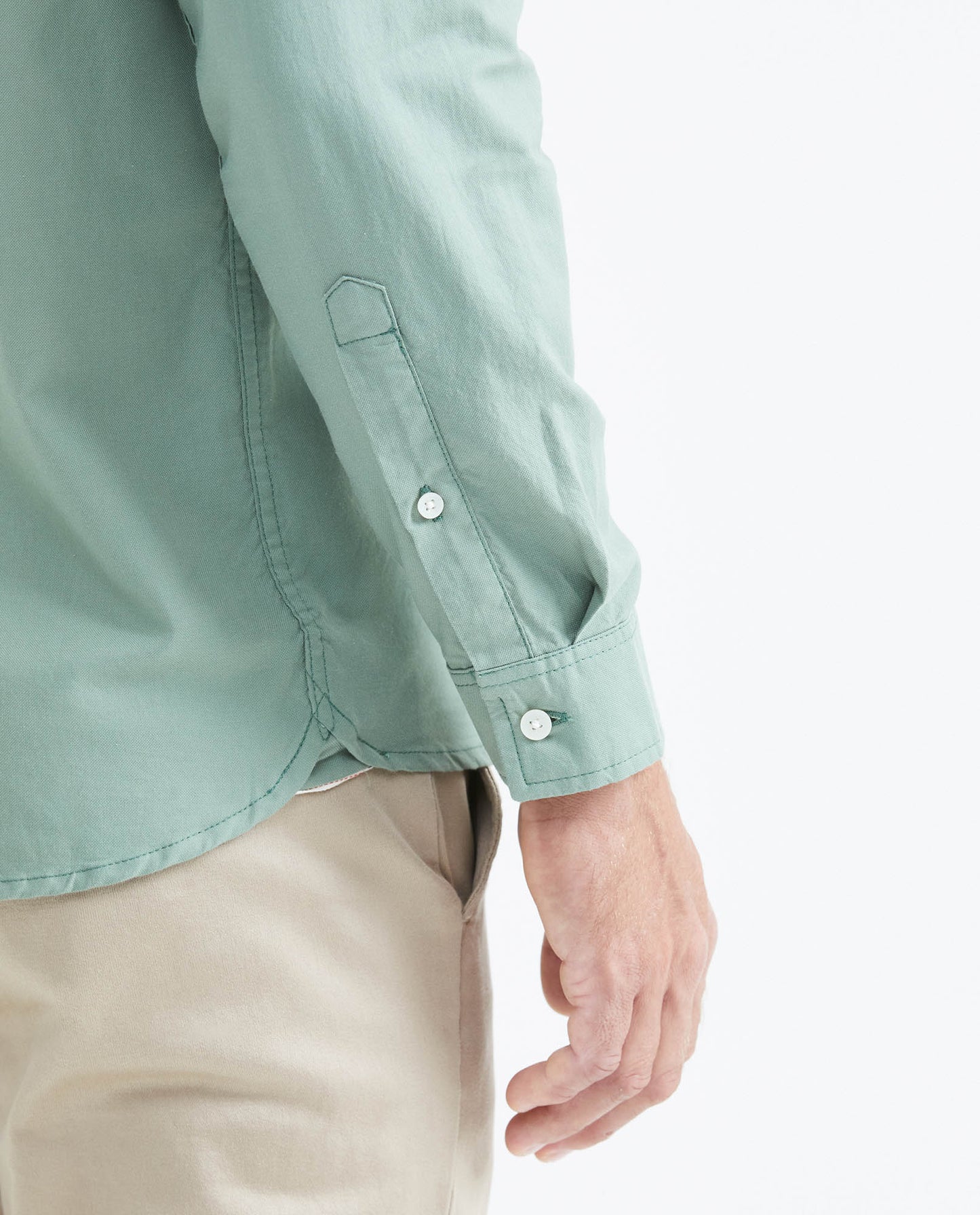 Men's Slim Fit Long Sleeve Oxford Cotton Shirt - Green - 6