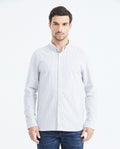 Men's Slim Fit Long Sleeve Striped Shirt Red Collar Side Details in Cotton-Polyester Blend