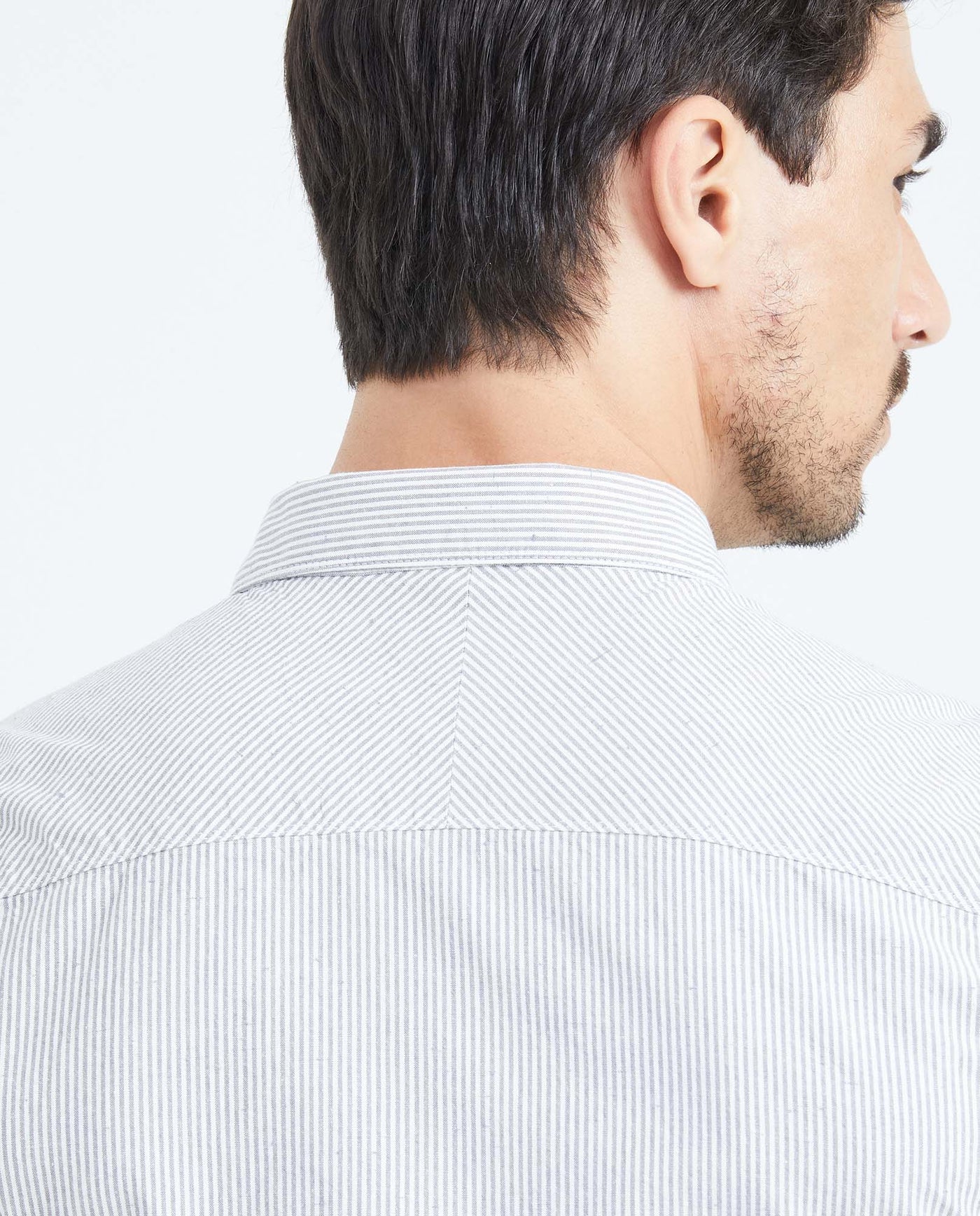 Men's Slim Fit Long Sleeve Striped Shirt Red Collar Side Details in Cotton-Polyester Blend 619F031 - 5
