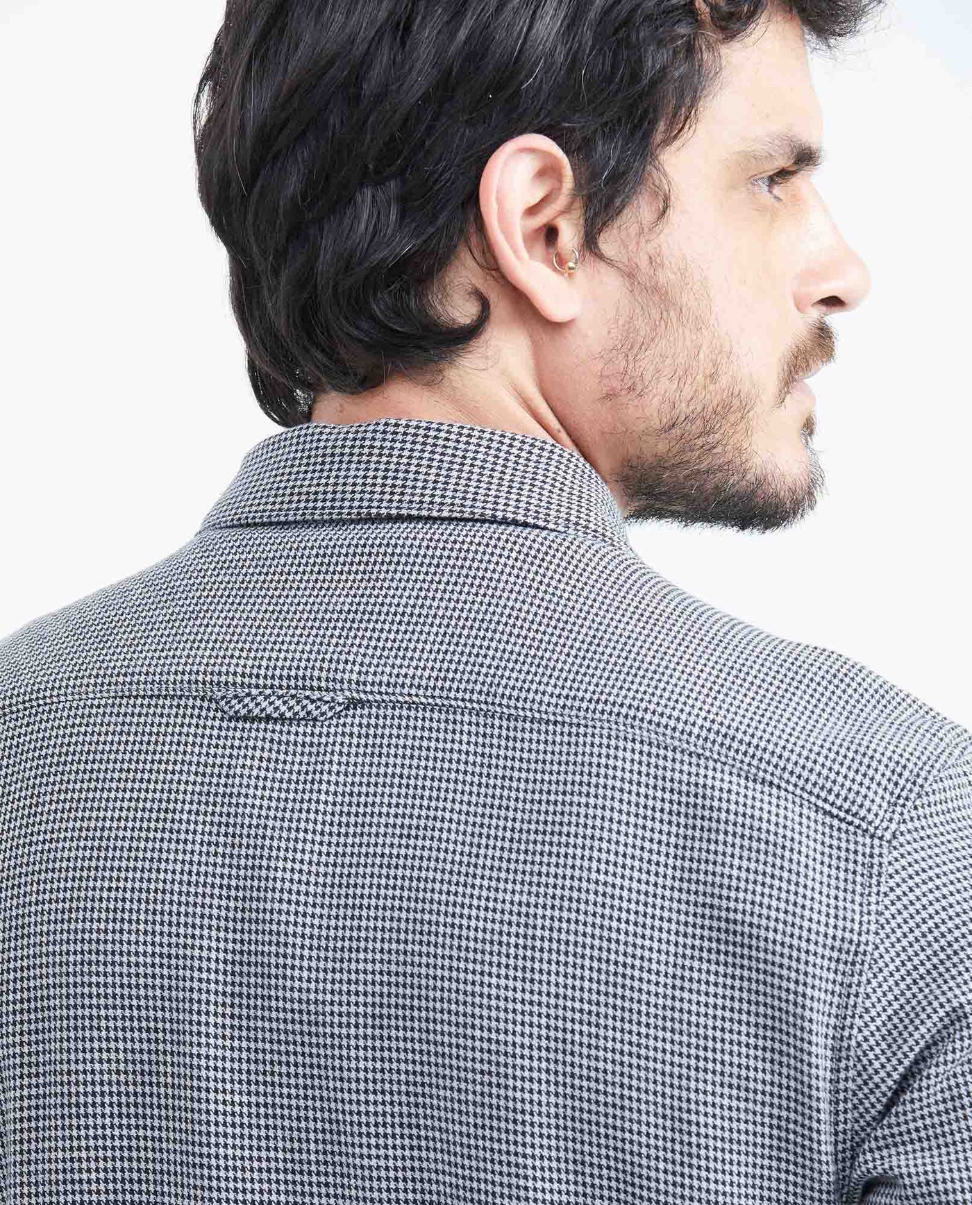 Men's Short Sleeve Classic Fit Shirt with Mini Print - Black 619F038 - 5