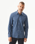 Men's Long Sleeve Slim Fit Yarn-dyed Checkered Fabric Shirt in Cotton-CoolMax Blend Boatyard