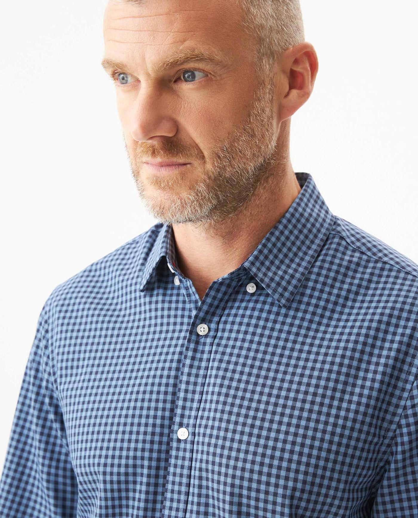 Men's Long Sleeve Slim Fit Yarn-dyed Checkered Fabric Shirt in Cotton-CoolMax Blend, Boatyard 619G007 - 4