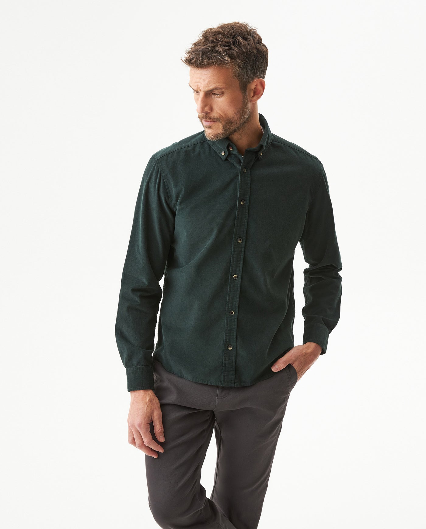 Men's Long Sleeve Relaxed Fit Corduroy Shirt in Cotton, Festive 619G010 - 1